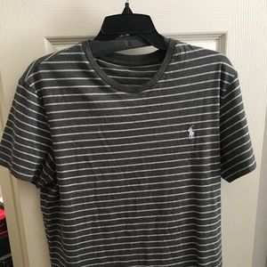 NWT M Mens Polo Ralph Lauren Stripe Tee Shirt gray